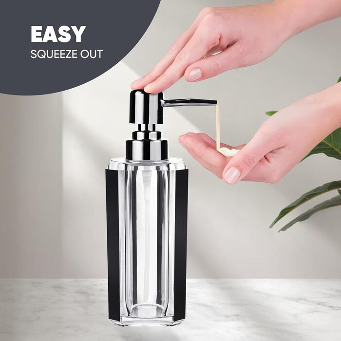 Набір аксесуарів для ванної кімнати з акрилу преміум-класу (4 шт.): диспенсер для миючого засобу, дозатор для лосьйону, мильниця, стакан для ополіскувача, стакан для зубної пасти (чорний, матовий)