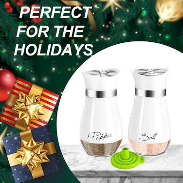 Набір для солі та перцю з нержавіючої сталі з скляною пляшечкою, диспенсер для спецій, аксесуари для кухні, дому, ресторану, обіднього столу (білий)
