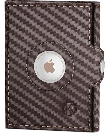 Гаманець Koruta Slim з RFID захистом та відділенням для монет (Carbon Braun) - картхолдер для чоловіків і жінок, міні-гаманець для кредитних карт, Airtag-відділення