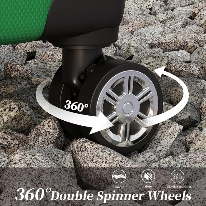 Набір валіз Ystyle Kofferset 5 шт: 12', 18', 20', 24', 28' + косметичка, ABS, 360° колеса, TSA-замок, для подорожей, Європа, круїз, навчання за кордоном, м'ятний колір