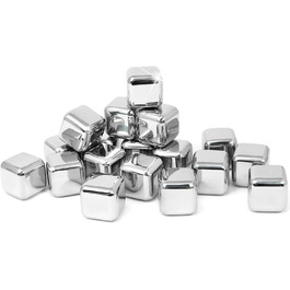 Набір для віскі Com-Four® з нержавіючої сталі: 12 кубиків льоду, мішечок для зберігання та подарункова коробка. Багаторазові кубики льоду для віскі, джину, тоніку та коньяку