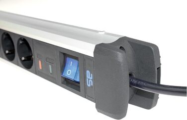 Многорозетка Schwabe ALUX чорна з захистом від перенапруги, 6 розеток, 1.5 м, IP20, для настінного монтажу