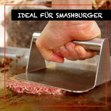 Набір для приготування бургерів DREIBERG® з нержавіючої сталі (9 предметів): шпатель, кришки для плавлення, прес, смашер, дозатор спецій, рецепти, папір для випікання
