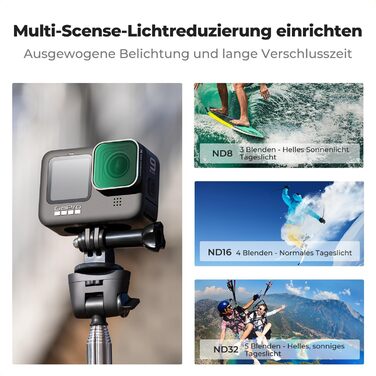 Набір фільтрів ND K&F Concept для GoPro Hero 13 Black: ND4, ND8, ND16, ND32, CPL - нейтральні фільтри для екшн-камери