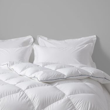 DOWNFOCUS All-Season Down Comforter 220x240 cm Winter, 100% Cotton Bedspread with Down and Feather Filling, Oeko-Tex, RDS Certified for Animal Welfare Down Comforter, Ivory White (220x240 cm, White)