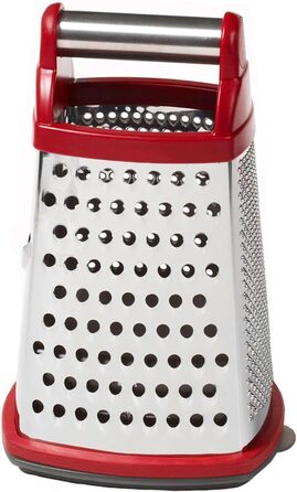 KitchenAid KN300OSERA Gourmet 4-Sided Stainless Steel Box Grater for Fine, Medium, and Coarse Shreds and Slices, Removable 3-Cup Storage Container and Measuring Marks, Dishwasher Safe, Empire