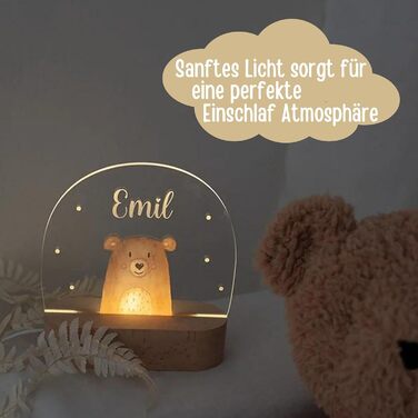 Wonderwish - Personalized Night Light for Babies - Individual Nightstand Lamp for Children - Personalized Gifts for Kids - Baby Gift - New Baby Gift (Bear)