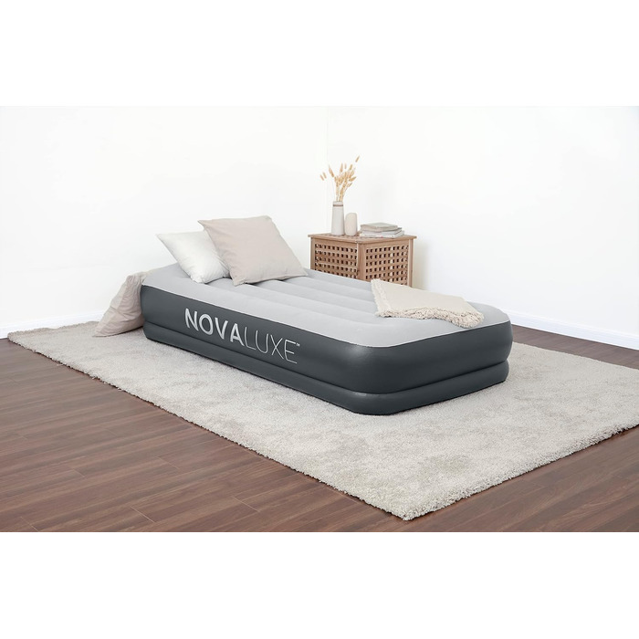 Надувний матрац Novaluxe з вбудованим електронасосом та подушкою, сірий 191x97x38 см