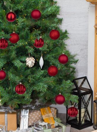 40 шт. новорічні кулі для прикраси ялинки 4 см, 8 см, червоні (4CM, 8CM, 40 шт.)