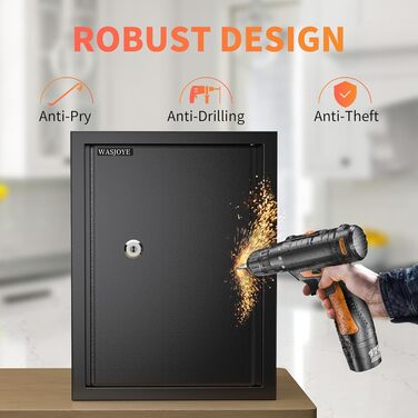 Safe Tresor WASJOYE: Сейф для дому/офісу з ключем (25x35x25 см, 49 л)