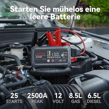 Бустер-стартер LOKITHOR JC400 для автомобіля 2500A, зовнішній акумулятор (Powerbank) та зарядний пристрій 6V/12V