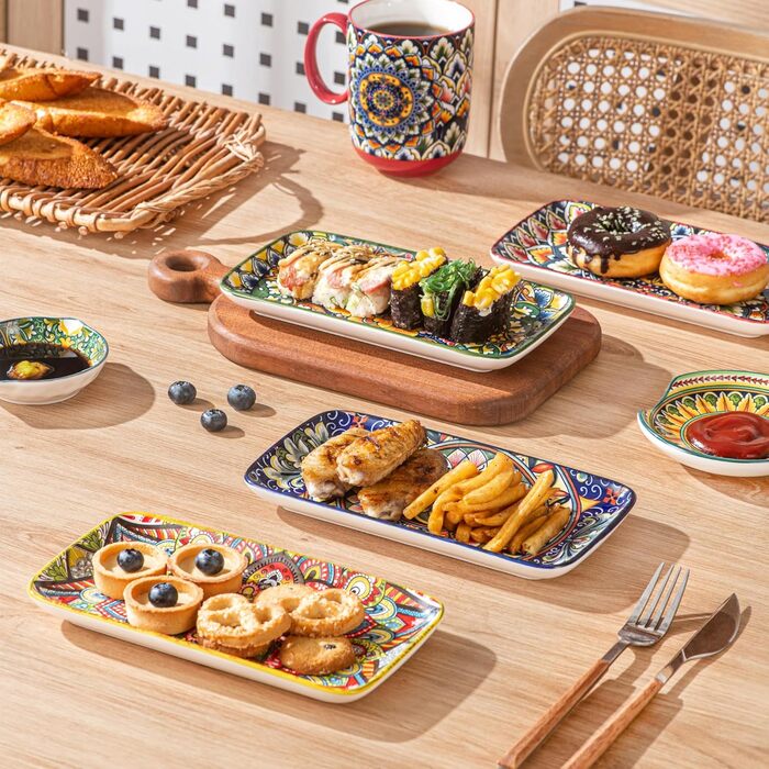 Набір сервірувальних тарілок Henten Home 6 шт. для закусок, суші, салатів та десертів (21 см)