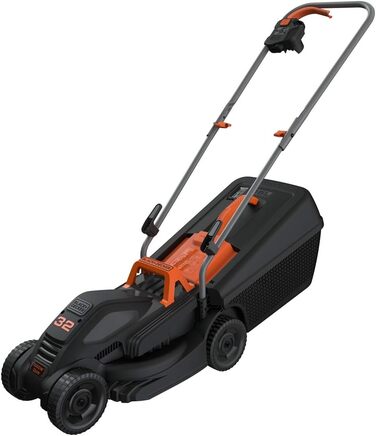 Електрична газонокосарка Black+Decker BEMW351, 1000 Вт, 32 см, 3-рівневе регулювання висоти, 35 л травозбірник, для малих садів, мультиколор