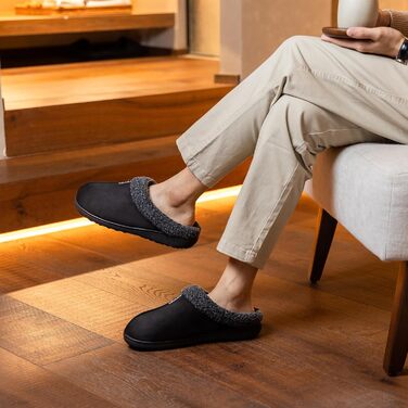 Чоловічі халати з замші з меморі-піною, для дому та вулиці, теплі зимові халати з неслизькою підошвою, подарунок для чоловіків, тата, чорний 47/48 EU