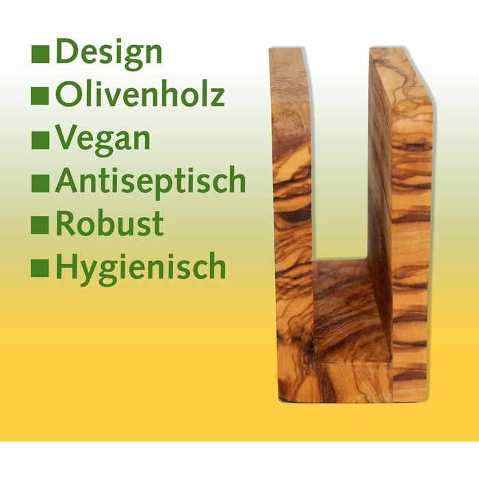 High-quality napkin holder made of sustainable olive wood from NATUREHOME – Exclusive, durable, and eco-friendly napkin dispenser wood standing 16 x 10 x 5 cm
