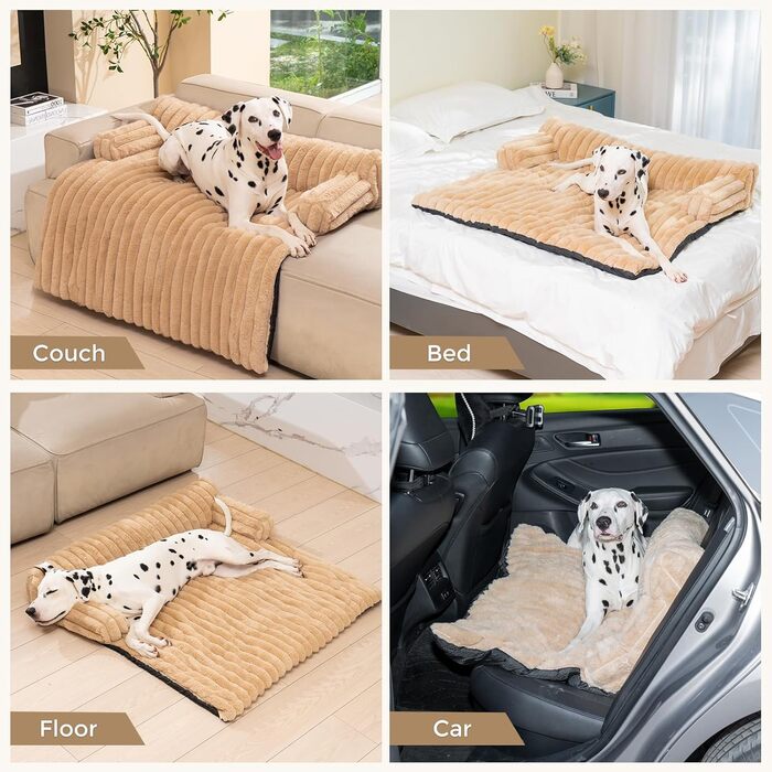 М'яке собаче ліжко Avont з підкладкою, ковдрою для собак та котів, знімний та пральний чохол, антиковзаюча підкладка, великий розмір (Коричневий, Large)