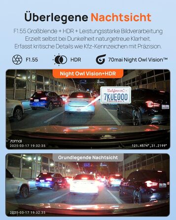 Відеореєстратор 70mai A410 Dual 2.5K + 1080P з GPS, Wi-Fi, HDR, нічним баченням та картою 64GB