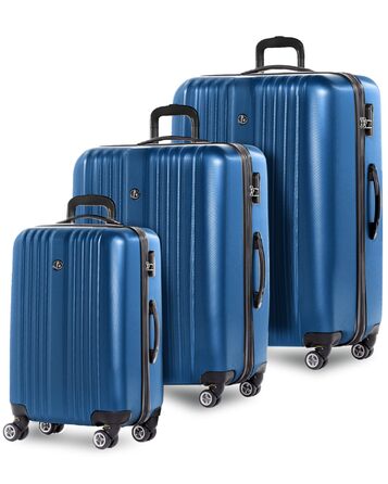 Набір валіз FERGÉ 3 шт. з жорстким корпусом, розширюваний, Toulouse (ручна поклажа, L, XL), валіза на коліщатках, 4 колеса, 100% ABS, рожевий (3 шт., Royal-blue)