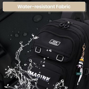 Шкільний рюкзак Tanou для дівчаток-підлітків, велика місткість, водонепроникний, чорний, 9573#