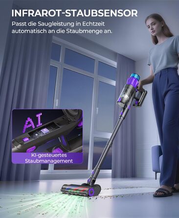 Бездротовий пилосос P9 Pro: потужний акумуляторний пилосос з LED-підсвіткою, 55KPA, 580W, 70 хвилин роботи, антизаплутувальна щітка, для підлоги, килима, шерсті тварин