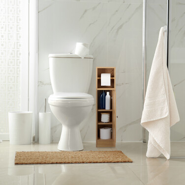 Relaxdays freestanding toilet paper holder, wood-look