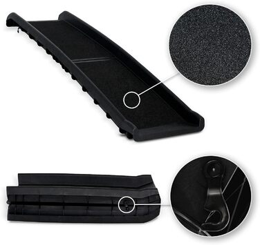 Рампа для собак Lionto до 90 кг, чорна, 156x40 см - навантажувальні бортики багажника, з антиковзким покриттям, для здоров'я суглобів