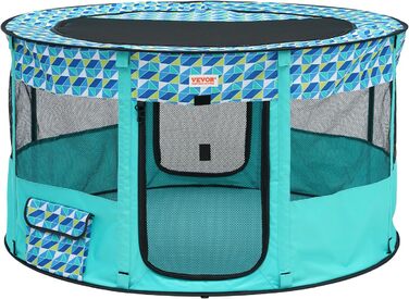 Клітка для цуценят VEVOR, розкладний вольєр для собак, 914 x 914 x 584 мм, 600D Oxford, для малих та середніх тварин (Блакитний)