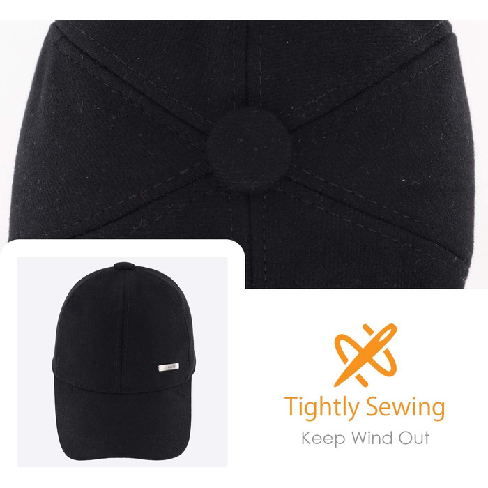 Зимова шапка-кепка Gisdanchz 22-23 з навушниками та металевою застібкою, 56-60 см, чорна