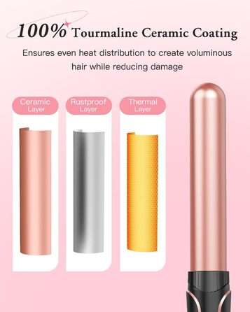 BESTOPE PRO Локкенстаб: Набір для завивки волосся 5-в-1 з 3 насадками, регулюванням температури, швидким нагрівом та рукавичкою, рожеве золото