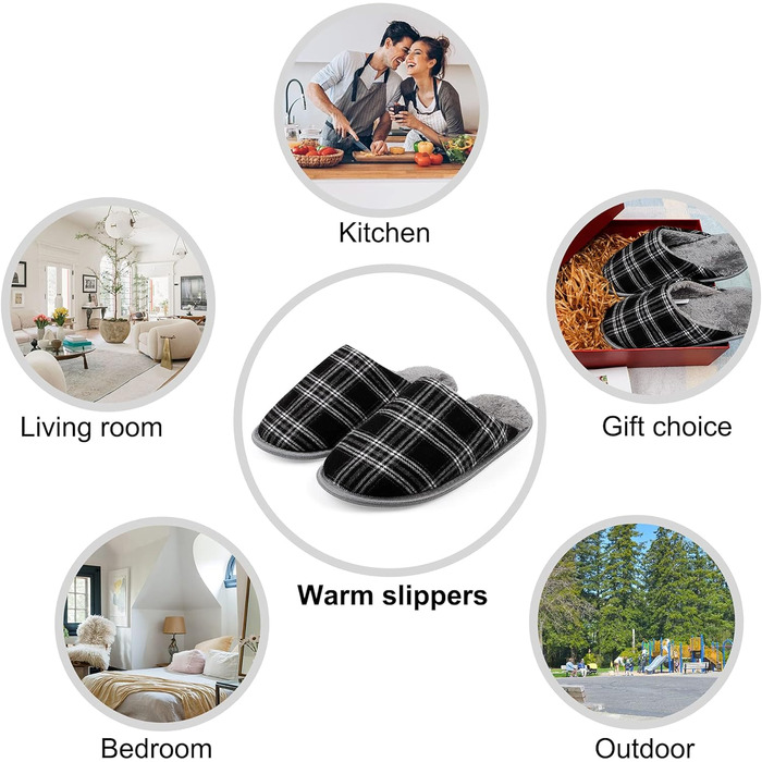 Тапочки домашні для чоловіків та жінок, теплі, з плюшу, зимові, з піною пам'яті, антиковзаючі, м'які, пухнасті сліпони для дому та вулиці, розмір 42/43 EU, стиль 3