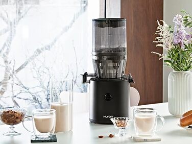 Соковижималка Hurom H320N для овочів і фруктів, електрична холодного віджиму, тиха, легка у чищенні, з великим контейнером 2 л, 200 Вт, BPA Free, чорна