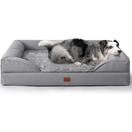 Gimars 9.5 inch Orthopedic Dog Bed for Extra Large Dogs, XL Dog Bed with Bolster & 28D Egg Crate Mattress, Waterproof Cover, Washable Plush Cover, Dog Sofa for Arthritic Dogs - half round (Rectangular, (9.5 inch Mattress) L 104 x W 81 x H 18 cm)