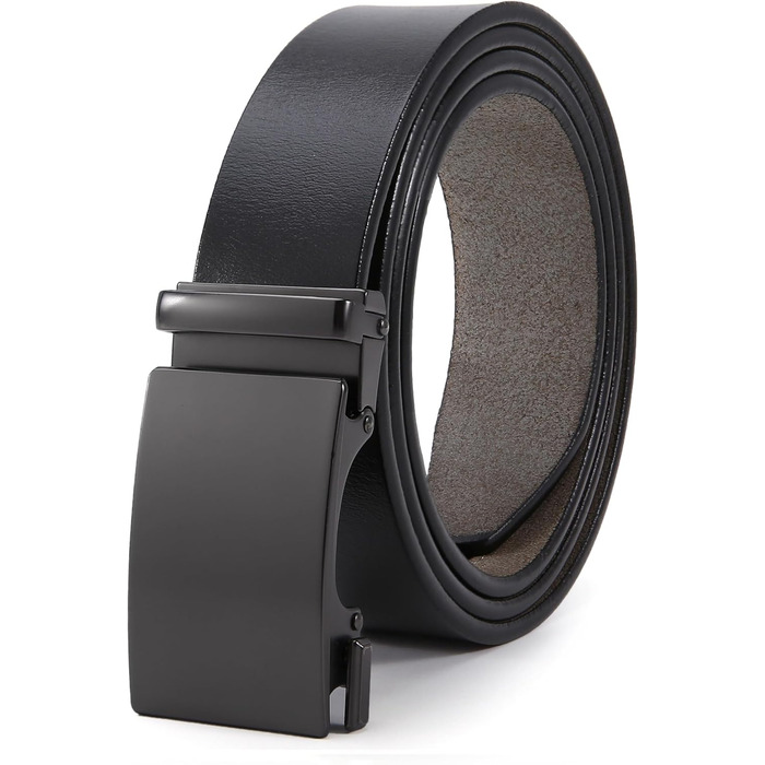 Чоловічий шкіряний ремінь на пряжці з автоматичною застібкою, 35 мм, регульований, 130 см, для костюма та ділового одягу (Y-чорний)