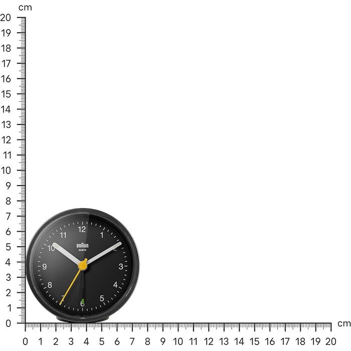 Braun Classic Analog Alarm Clock with Snooze Function and Light, Silent Quartz Movement, Crescendo Alarm in Black, Model BC12B