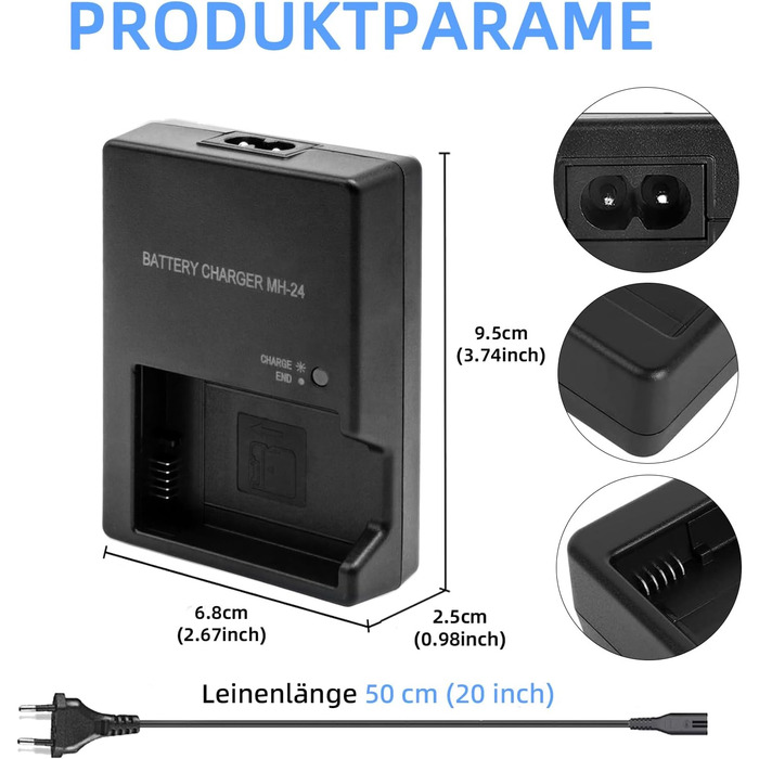 Зарядний пристрій MH-24 для акумуляторів EN-EL14/EN-EL14A (Nikon D3100, D3200, D3300, D3400, D3500, D5100, D5200, D5300, D5500, D5600, P7000, P7100, P7700, P7800, SLR-камери)