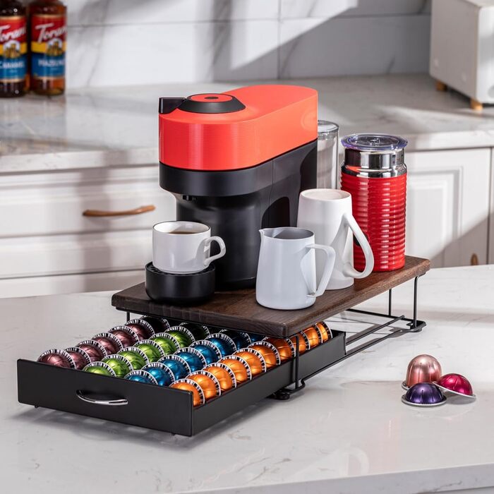 Підставка для капсул Nespresso Vertuo (дерев'яний верх, 40 капсул) - Органайзер для кавових капсул