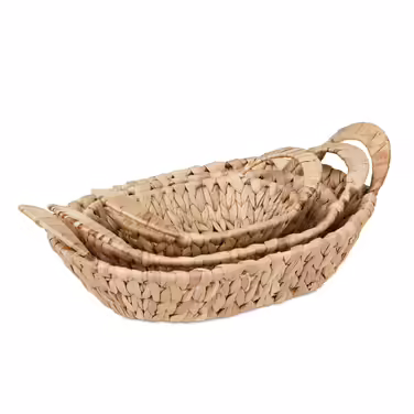 Relaxdays 3x Storage Baskets Water Hyacinth
