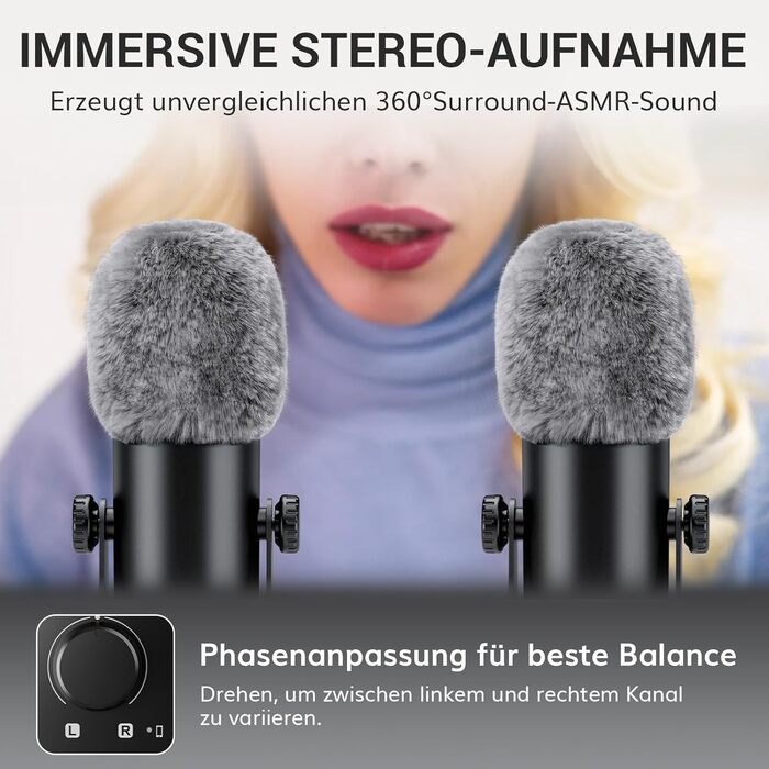 Набір мікрофонів TONOR для подкастів та ASMR з аудіоінтерфейсом, мікшер, USB, чорний