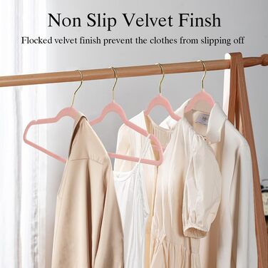 Набір з 22 велюрових плечиків для одягу Stormix, преміум-якість, для дорослих, антиковзаючі, ультратонкі, для сорочок та костюмів, рожеві гачки