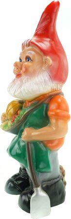 RAKSO JS Garden Decoration e.K. Garden Gnome with Basket, Height 45 cm, Decorative Elf made of Plastic