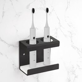 Настінна електрична підставка для зубних щіток, 4 слоти, з мискою з діатоміту, сумісна з AquaSonic, Kingheroes, Oral-B (Чорний)