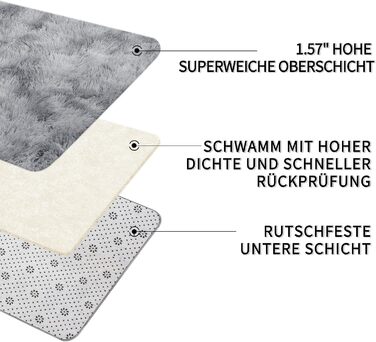 Тепличний килим Treeboy Hochflor сірого кольору 80x160 см - для вітальні, спальні, дитячої кімнати. Антиковзаюча, м'яка, миється.