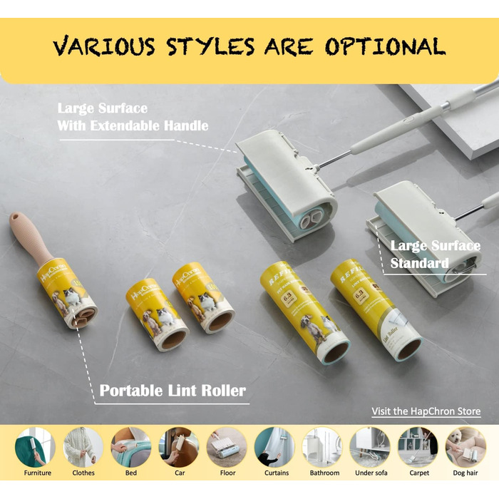 Extra sticky lint roller refill pack, including tear-off sheets, suitable for 0.2 standard size lint rollers with an inner diameter of 3.8 cm, works excellently on pet hair (8 pieces)
