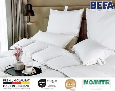 Подушка BEFA NATUR 80x80 см, 3-камерна, 90% пух, 10% перо, для алергіків, сертифікована Öko-Tex, Made in Germany