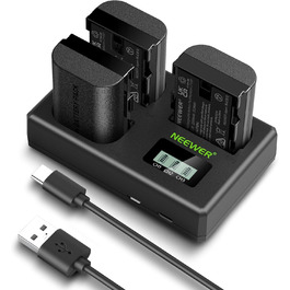 NEEWER LP-E6NH Запасний акумулятор та зарядний пристрій USB, 3 шт. 2250mAh для Canon EOS R7 R5 R6 R6 II R, 5DIV, 6DII, 7DII, 80D, 90D