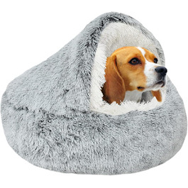 YAGE Soothing Cat Bed, Fluffy Plush Kitten Bed, Washable Anti-Anxiety Puppy Bed, Pet Bed for Small Dogs Soft Warm Donut Cat Sleeping Bag. No.: 015002802-0001 (L 65 x W 65 x H 40 cm, gray)