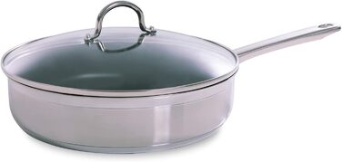 Сковорода з нержавіючої сталі з керамічним покриттям BK Cookware Allround (28 см) з кришкою, індукційна, склокришка, без PFAS, для плити, антипригарна, для тушкування, легко миється