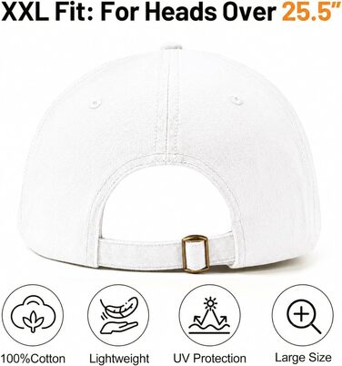 Кепка бейсболка Zylioo XL/XXL вінтажна біла бавовняна, великий розмір