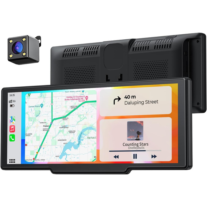 Krunia 8.1'' Бездротовий портативний CarPlay-екран 60FPS для Apple CarPlay та Android Auto з OTA-оновленнями, камерою заднього виду, Mirror Link, Bluetooth, голосовим керуванням та GPS-навігацією