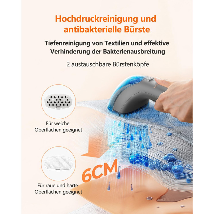 Пристрій для чищення м'яких меблів Uwant B200, 1900W, з функцією пароочищення | Для килимів, диванів, штор, одягу